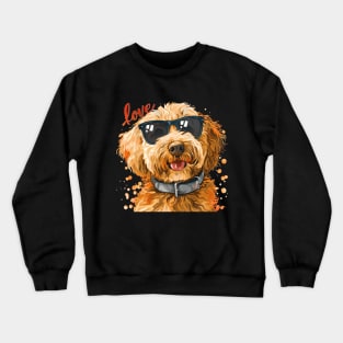 Colorful Golden Doodle Dog Sunglasses Crewneck Sweatshirt